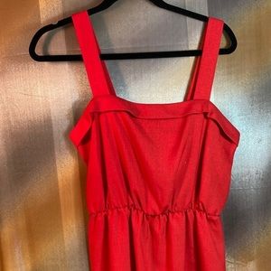 Vintage 70’s red poly blend sun dress.  button straps  36” chest‎ 30” waist B9